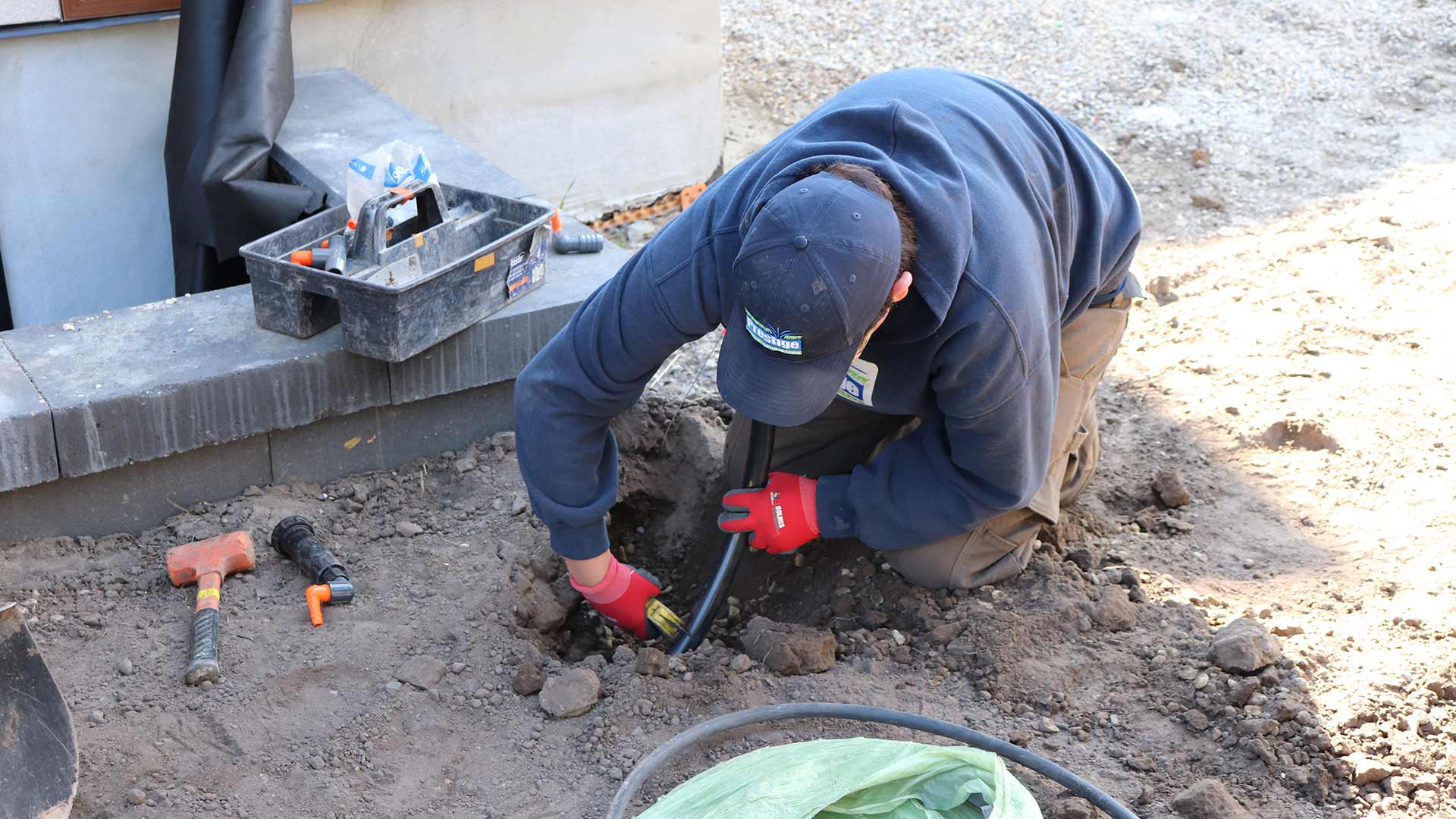 Commercial irrigation system being installed in Calgary, Alberta.