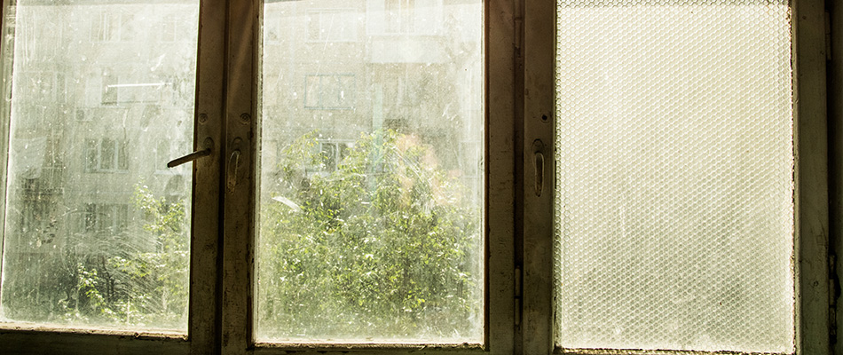 Dirty window not allowing the natural light to come through in Bearspaw, AB.