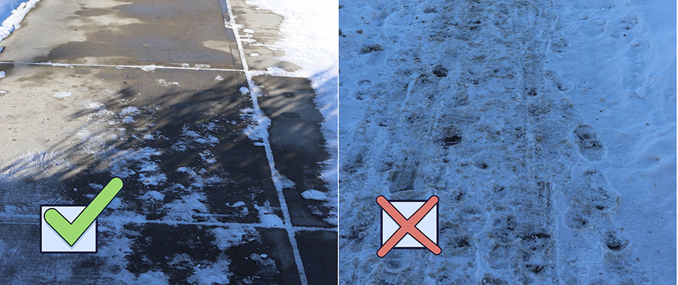 Snow removal before and after near Southwood, Calgary, AB.